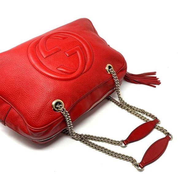 100% Auth Gucci Soho Red Calfskin Shoulder Bag - Picture 5 of 11